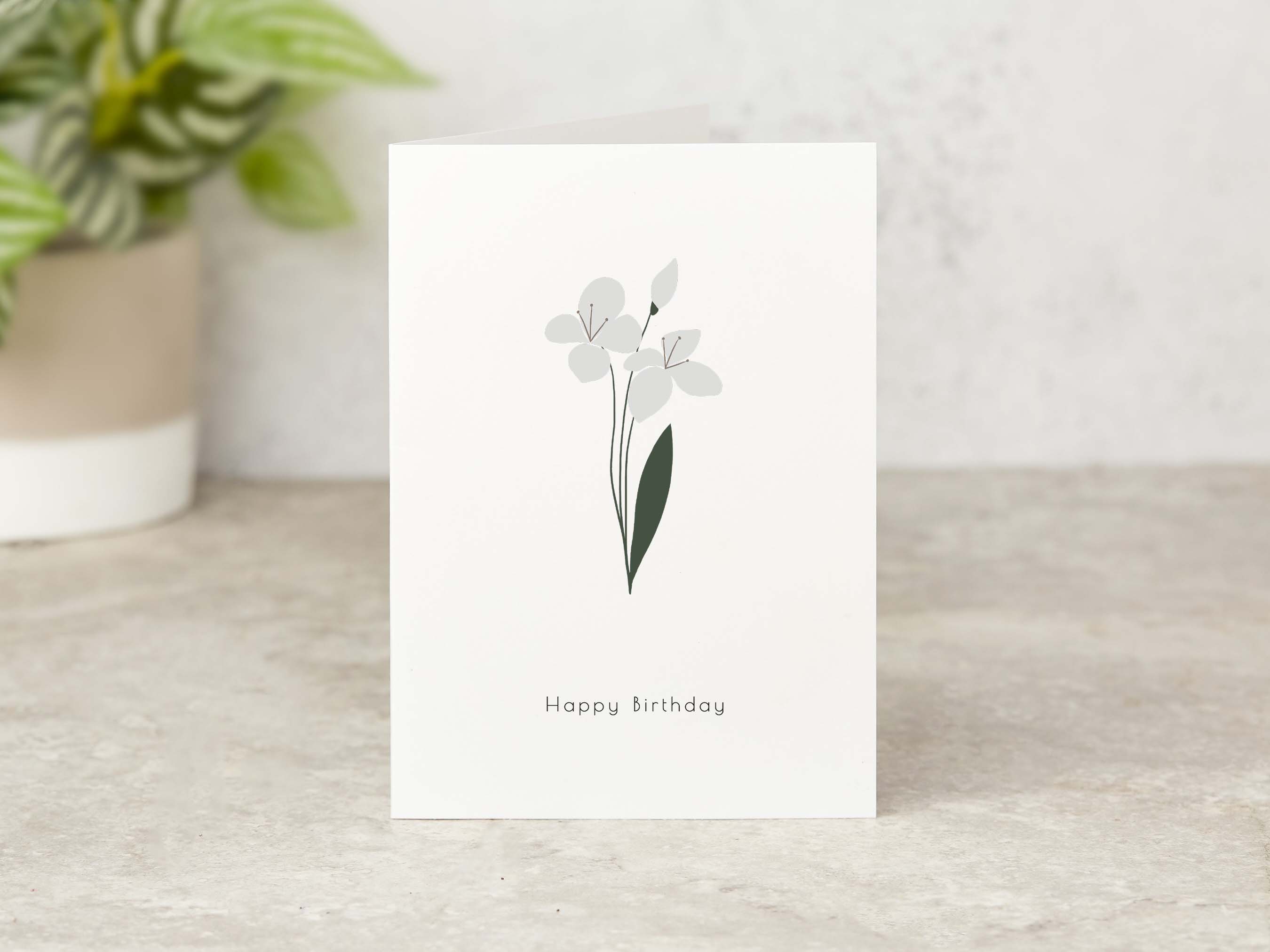 Minimalist birthday flower card Happy Birthday elemente design