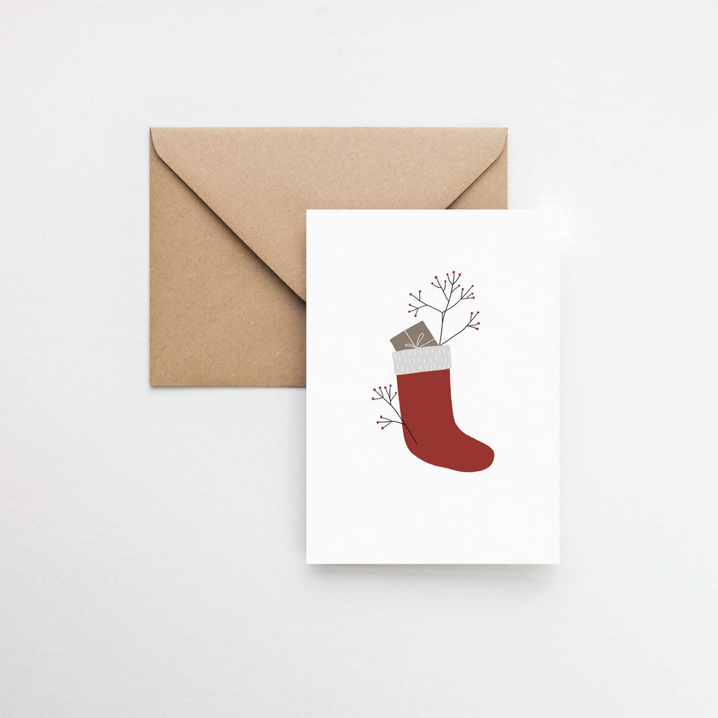Minimalist Christmas sock greeting card elemente design