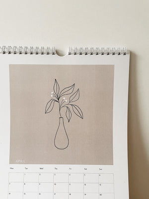 april illustrated minimalist vase calendar 2025 simplicity with a twist elemente design