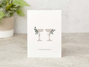 modern champagne glasses illustrated wedding card elemente design