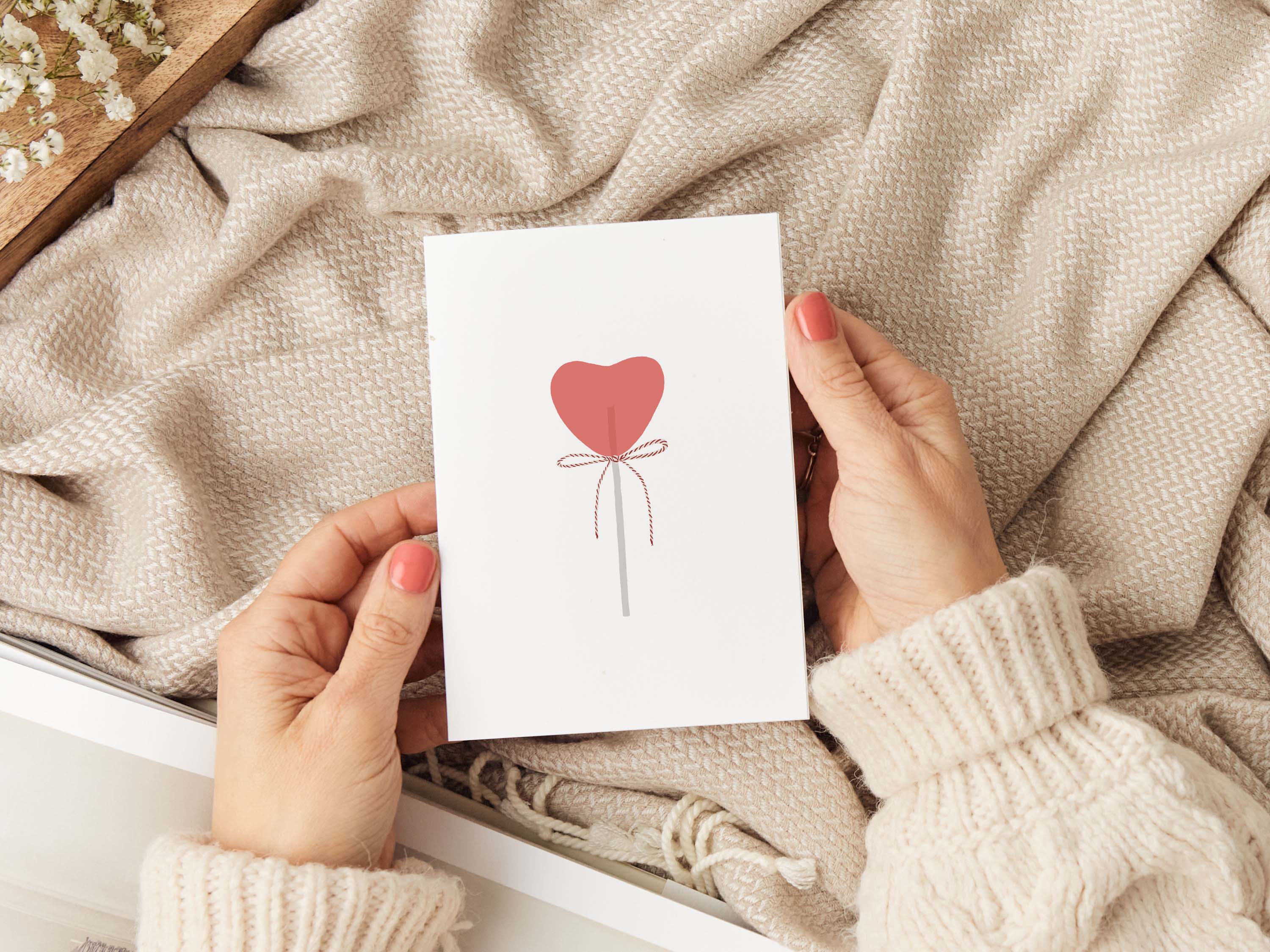 minimalist love lollipop illustrated valentine's day greeting card elemente design