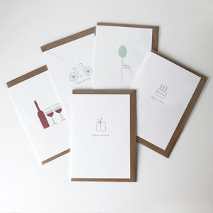 Minimalist Birthday cards pack of 5 elemente design 