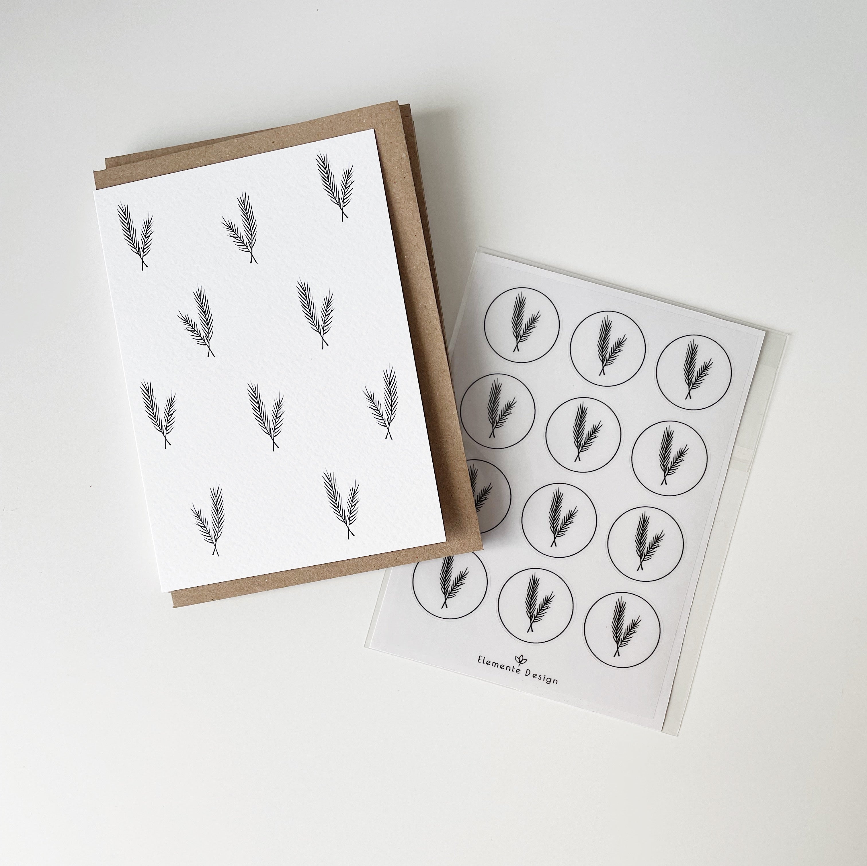 PINE PATTERN stationery set of greeting cards and stickers
