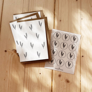 PINE PATTERN stationery set of greeting cards and stickers