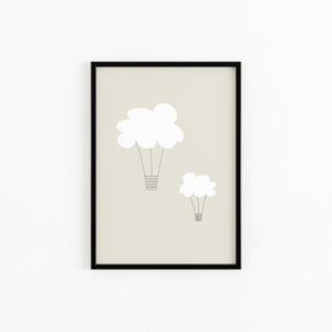 Air balloon clouds poster art print elemente design