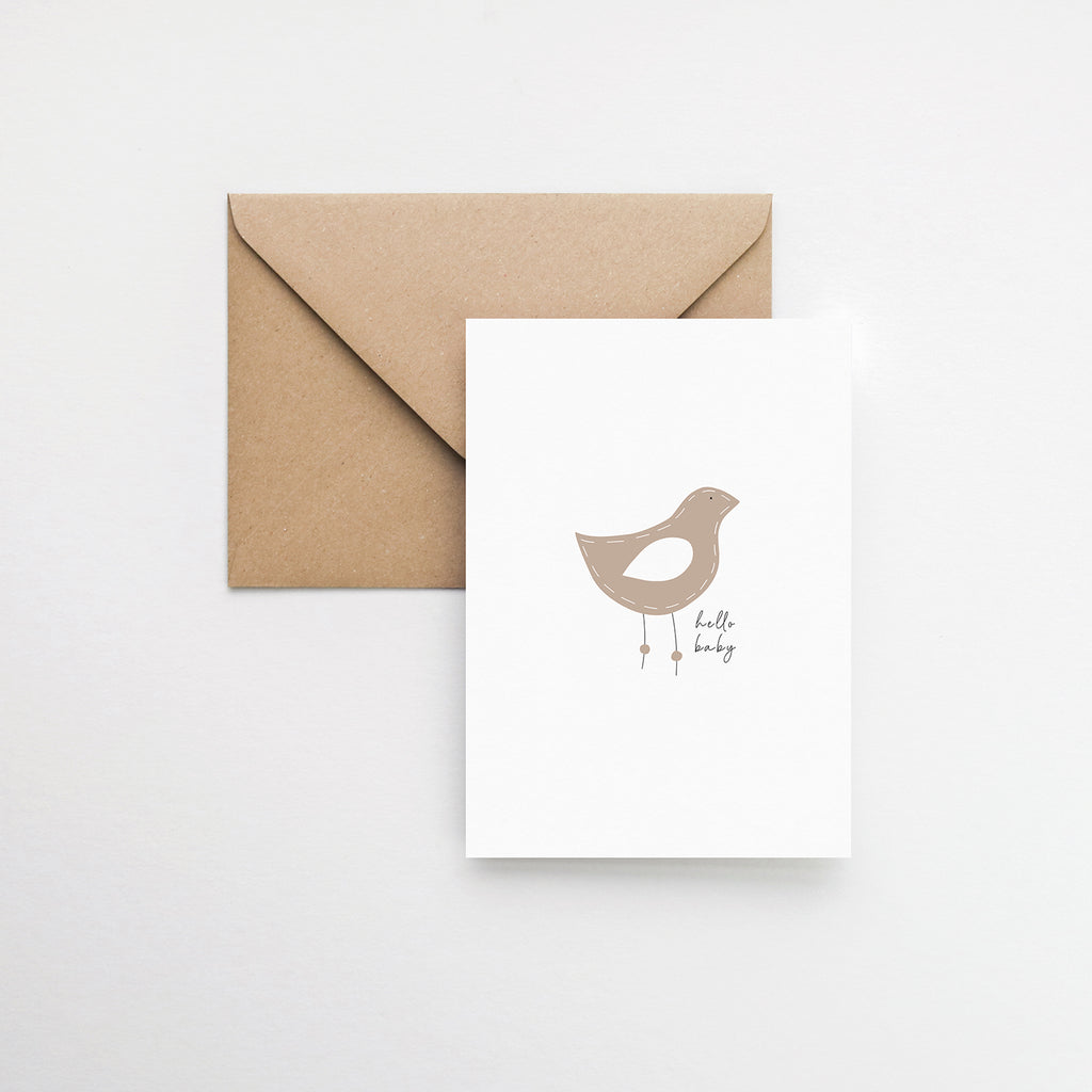 hello baby bird greeting card elemente design