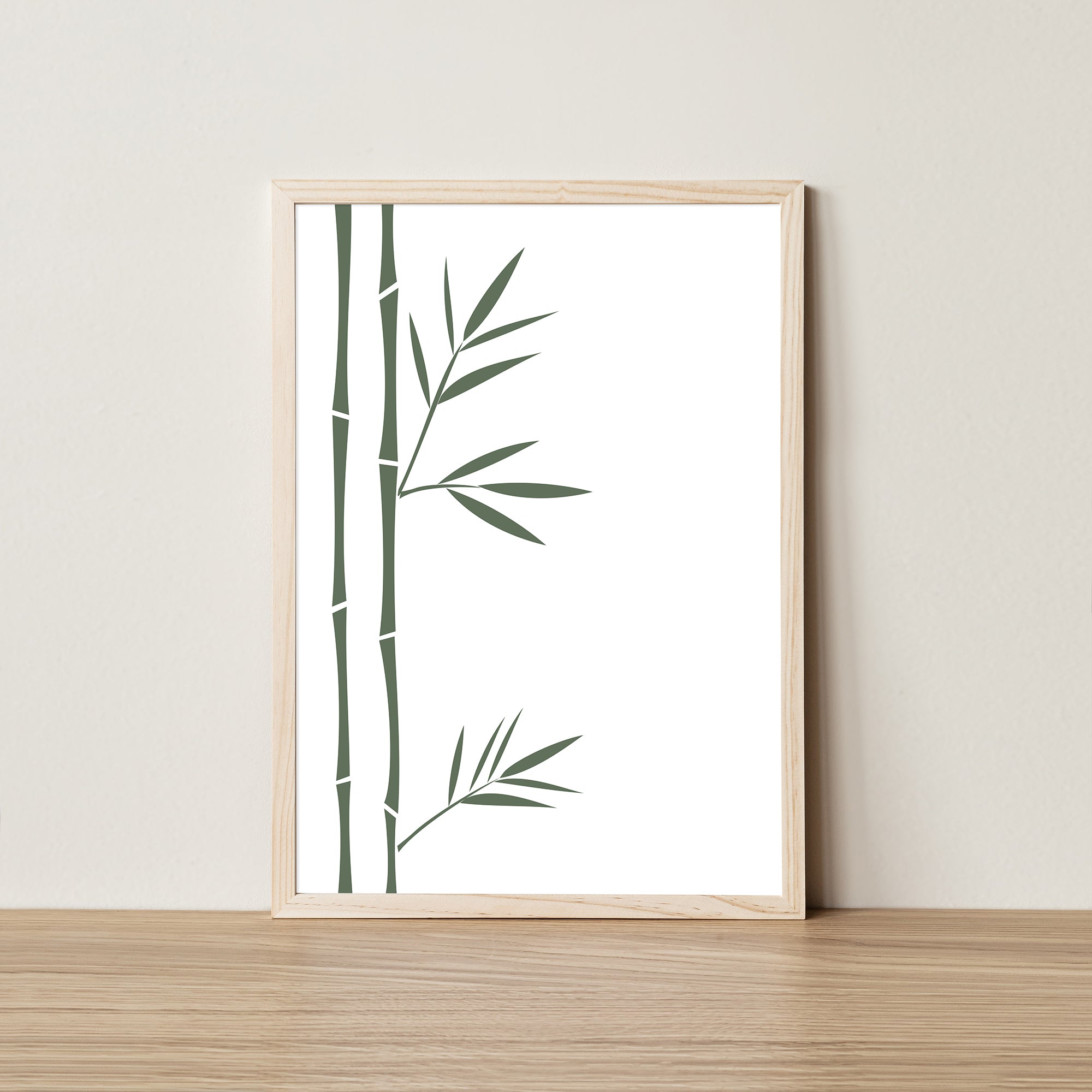 bamboo plant art print poster wooden frame Elemente Design 