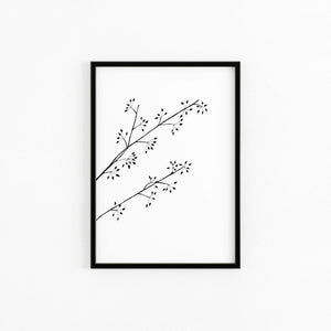 black and white dried dry flowers minimalist poster elemente design