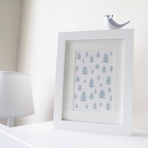 Snow trees Christmas card greeting art