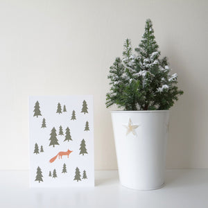 Wild fox minimalist Christmas card elemente design