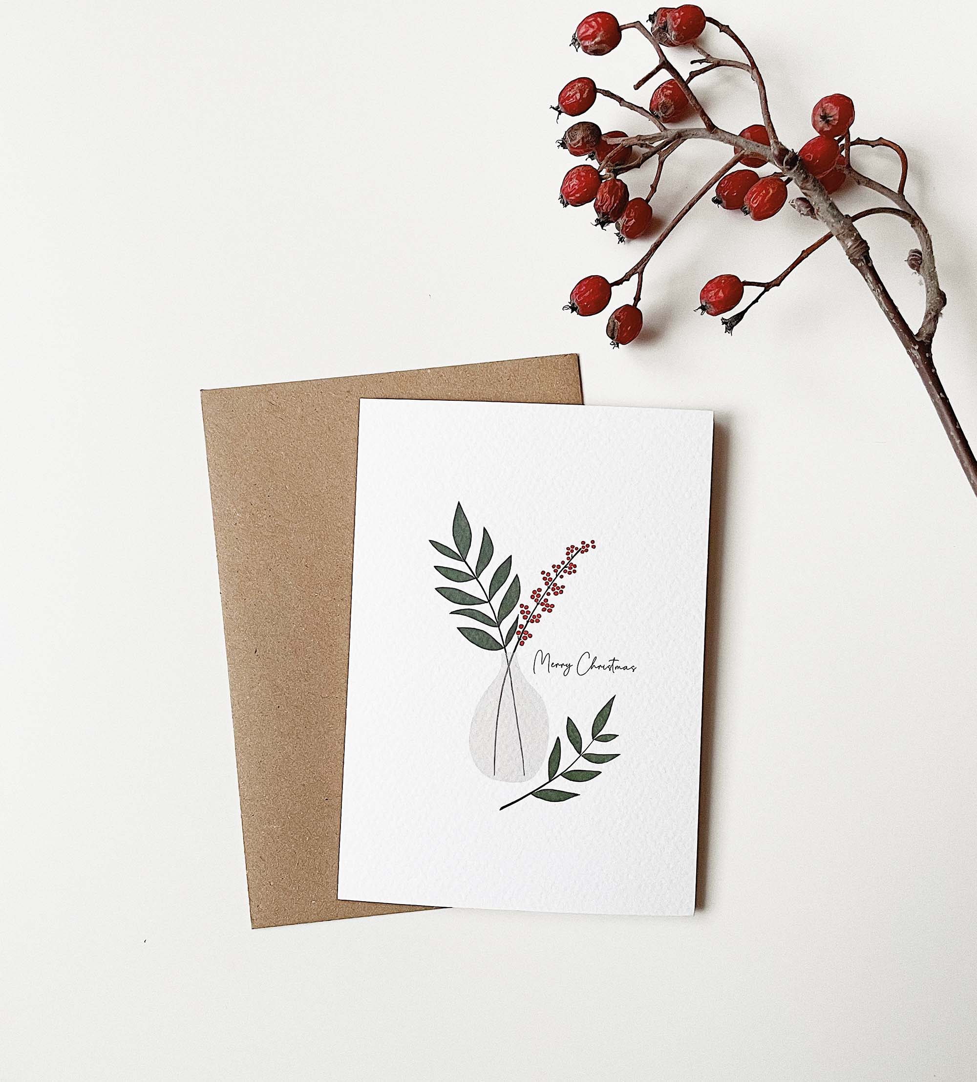 Christmas berries greeting card elemente design 