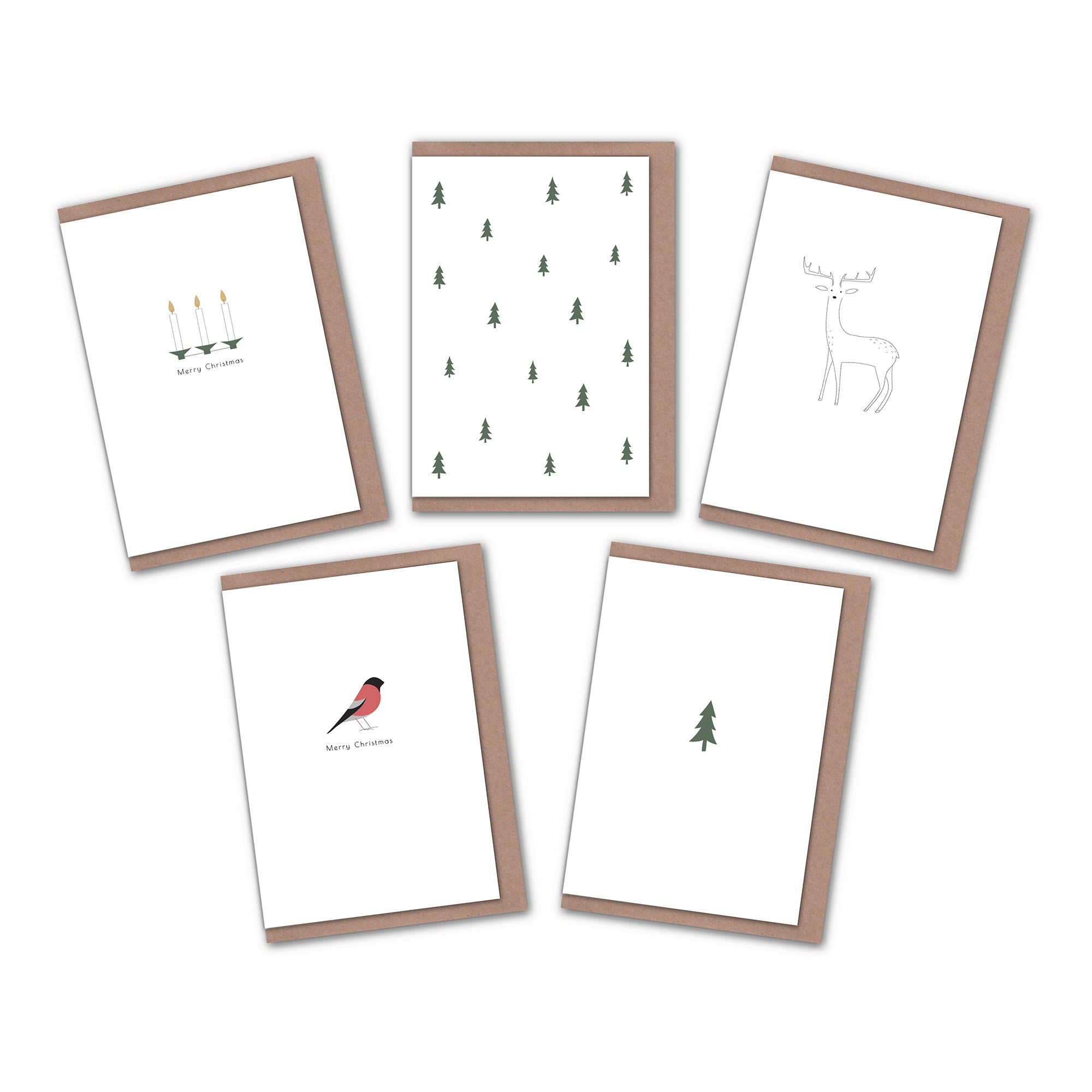 Pack of 5 Minimalist Christmas cards