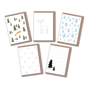 pack of 5 minimalist Christmas cards elemente design