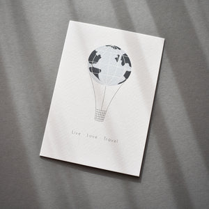 Earth air balloon greeting card live love travel