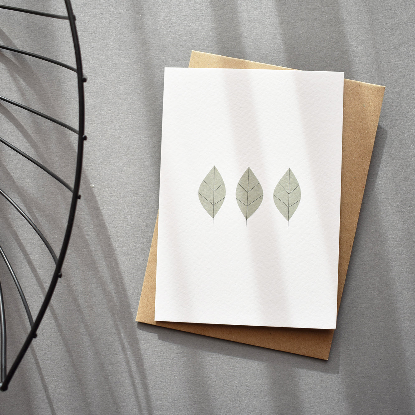 Botanic leaf trio modern greeting card