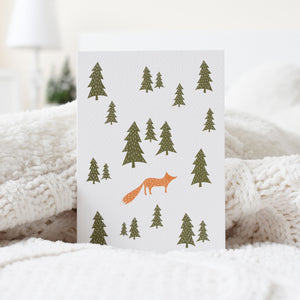 Wild fox in the forest Christmas card elemente design