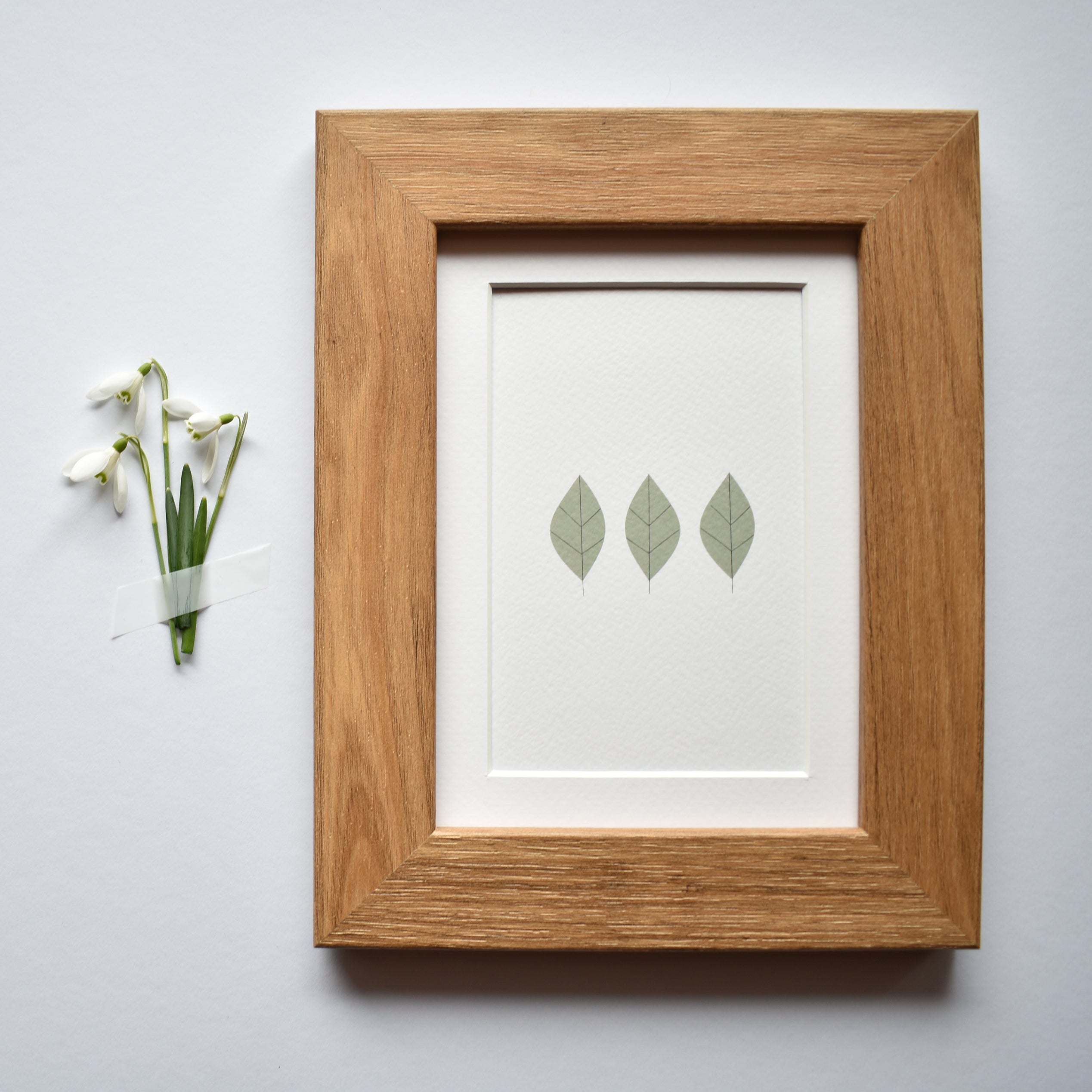 framed leaf trio greeting card