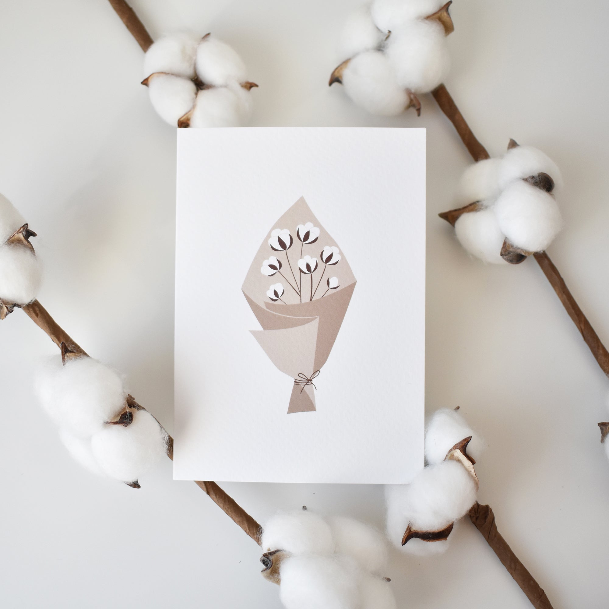 cotton flowers greeting card Elemente Design