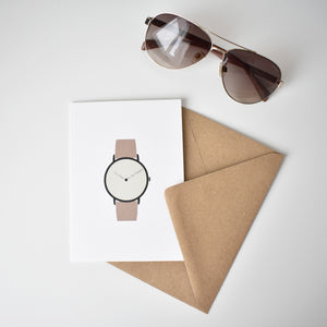 men wristwatch and glasses time to be happy greeting card Elemente Design 