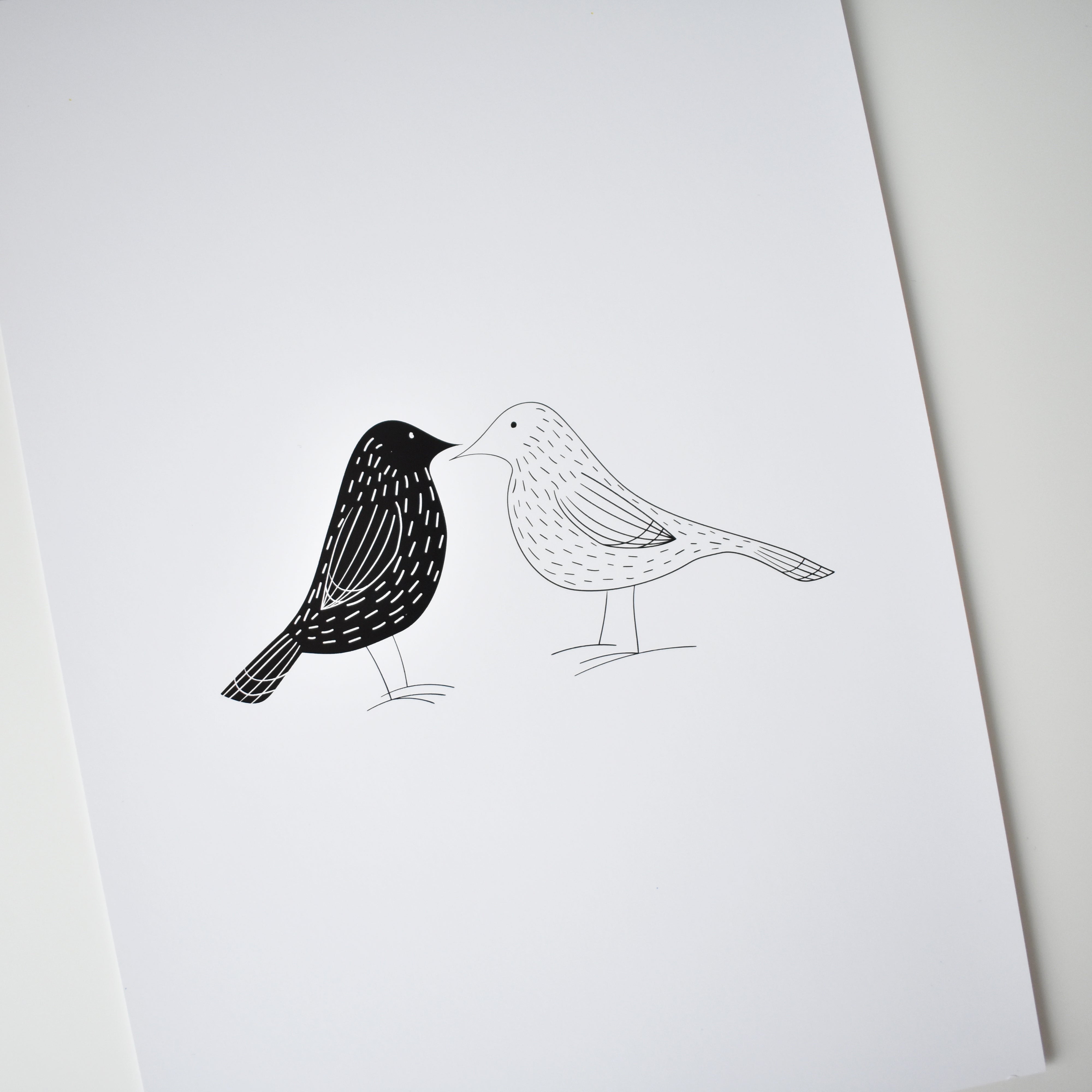 two birds love just married art print elemente design