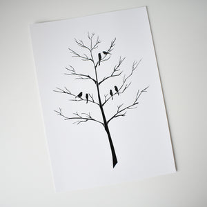 February birds on the tree art print poster elemente design