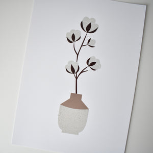 cotton flower in vase artwork poster Elemente Design 