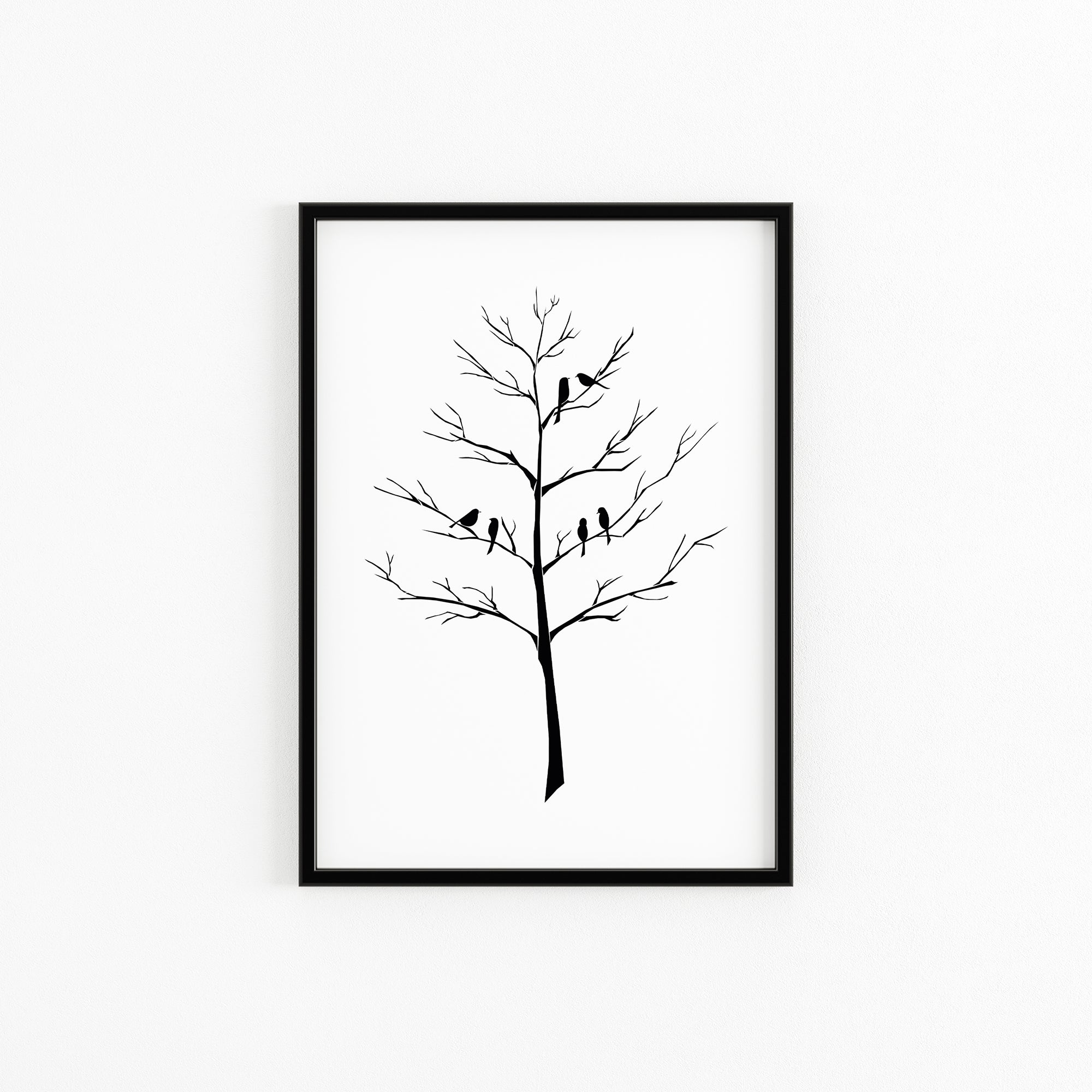 birds on the tree black and white poster Elemente Design