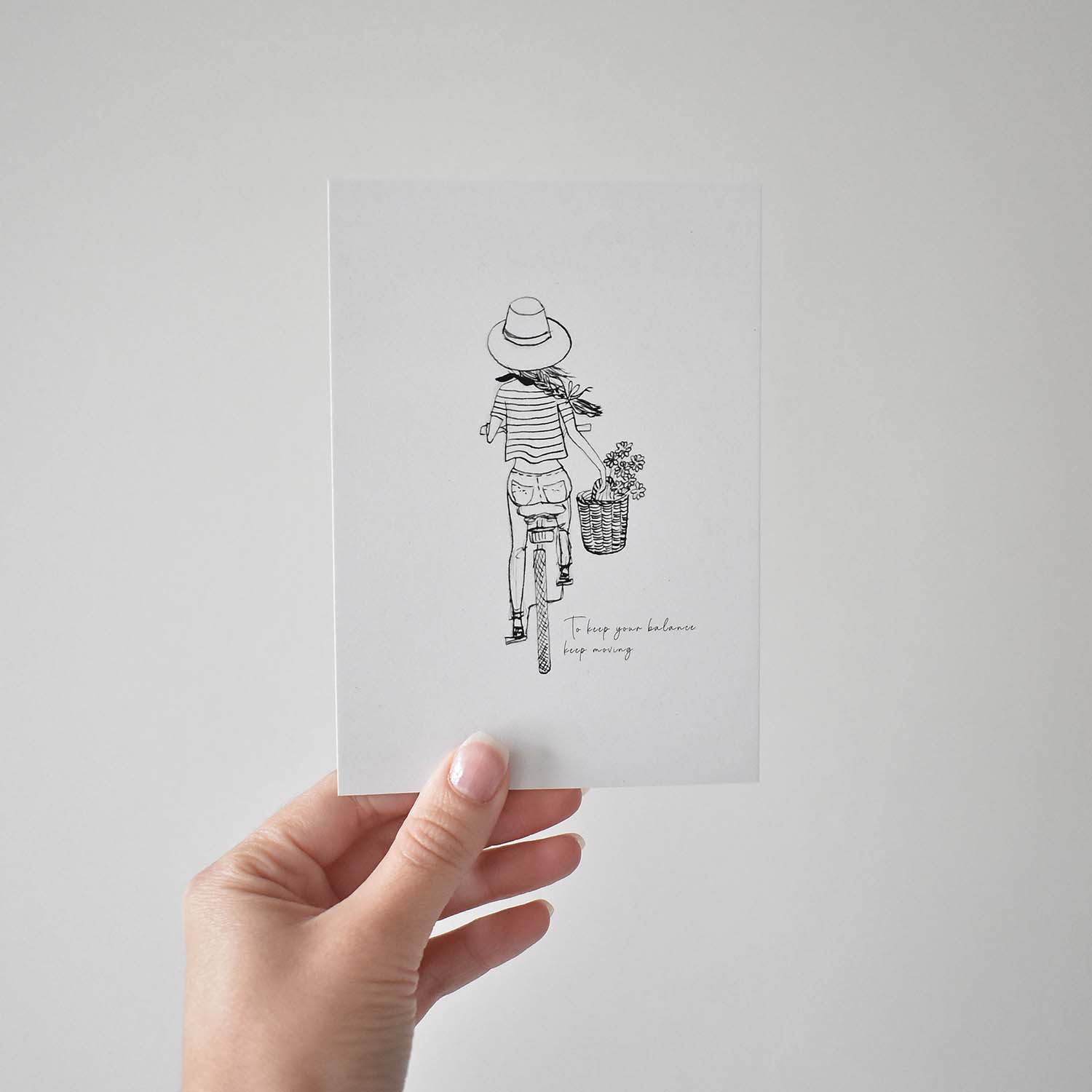 hand-drawn bicycle lover postcard elemente design