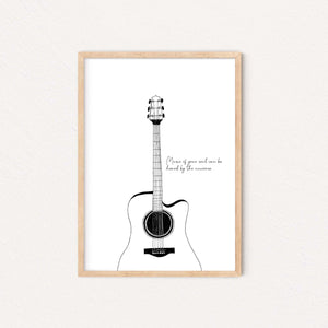 Black and white guitar hand drawn poster elemente design