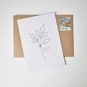 Christmas holly minimalist postcard elemente design