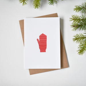 Red mitten Christmas card elemente design