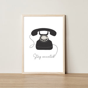 vintage telephone poster stay connected elemente design