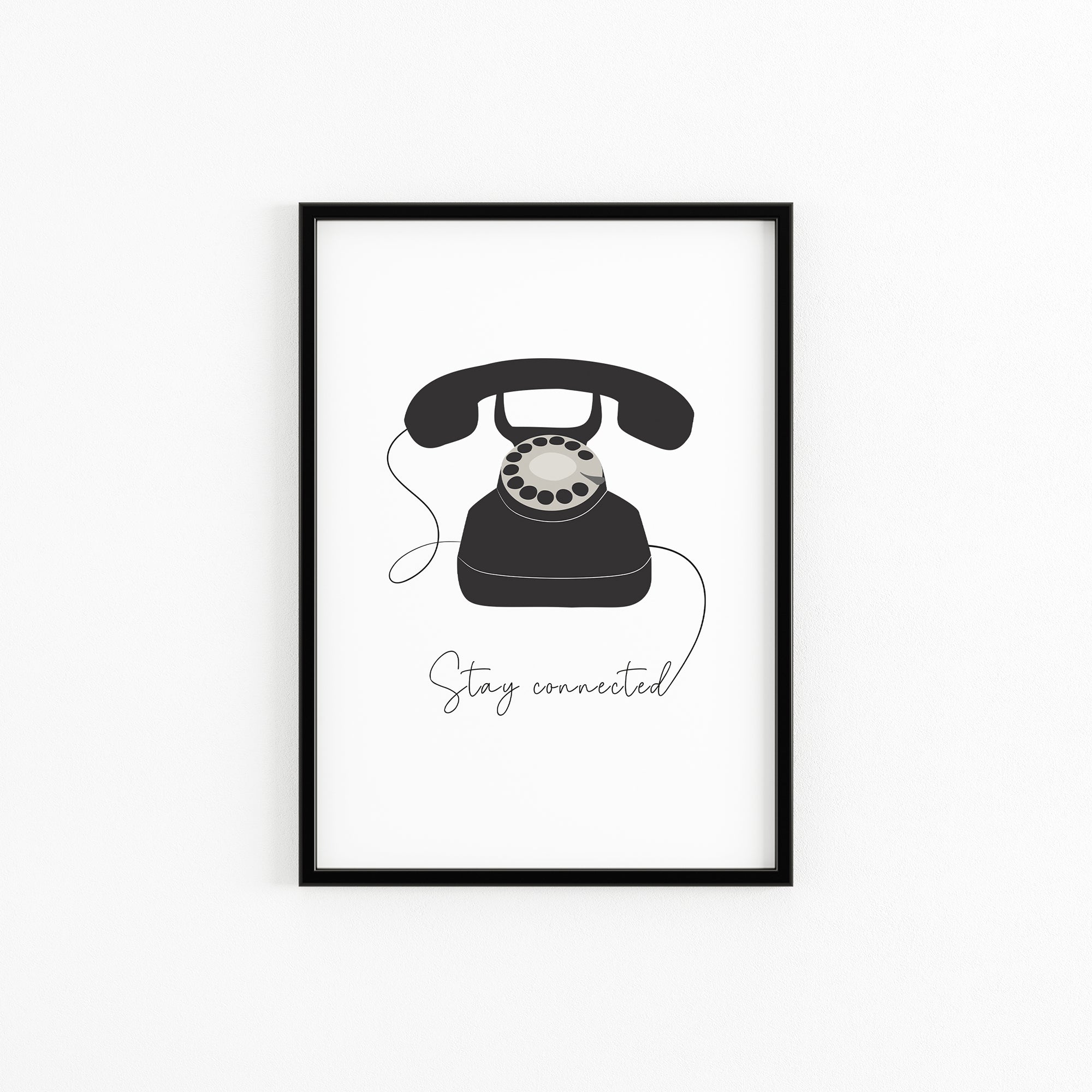 black vintage telephone artwork poster stay connected Elemente Design 