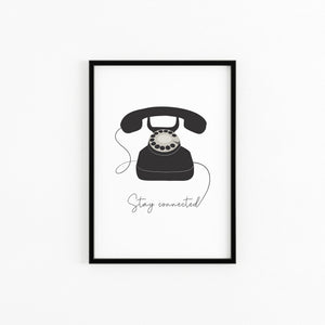 black vintage telephone artwork poster stay connected Elemente Design 