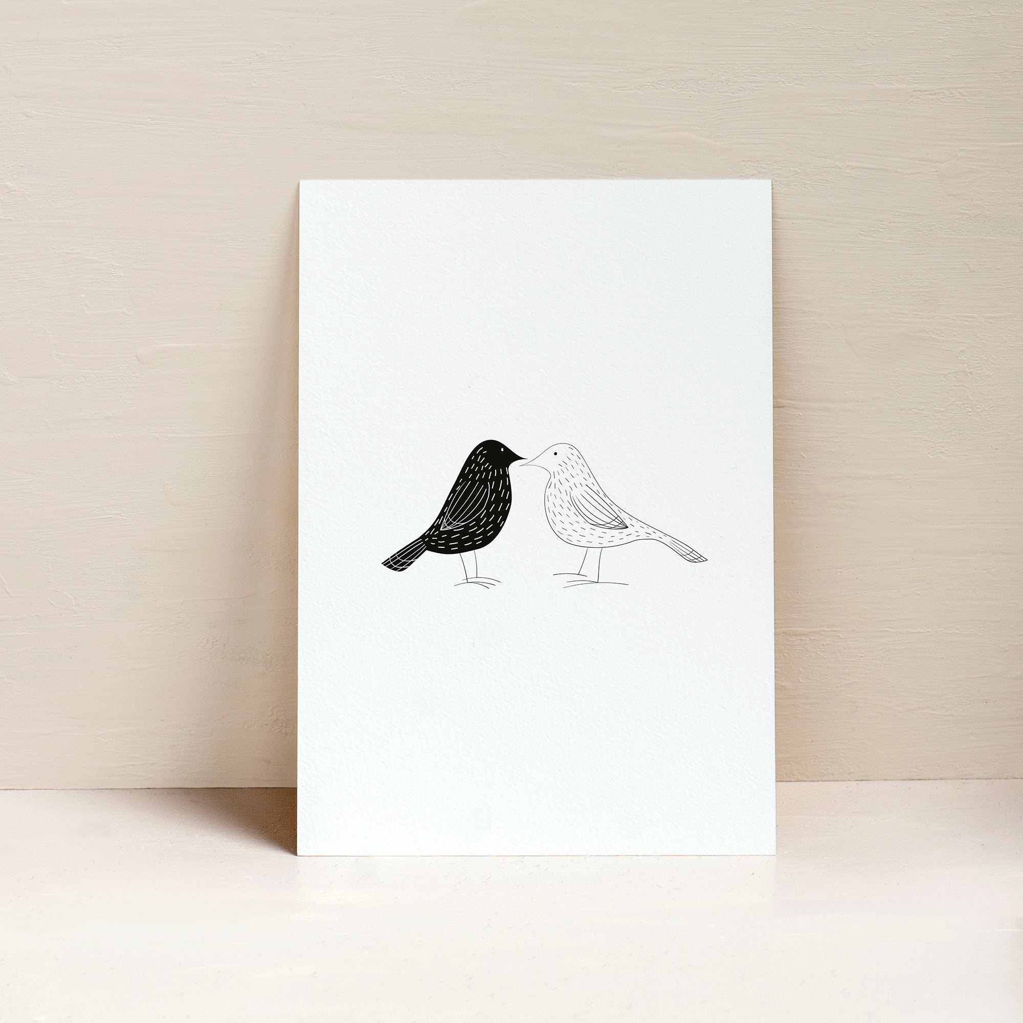 two birds Scandinavian art print poster elemente design