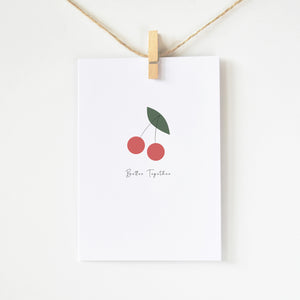 Better together illustrated cherries love Valentines day card elemente design