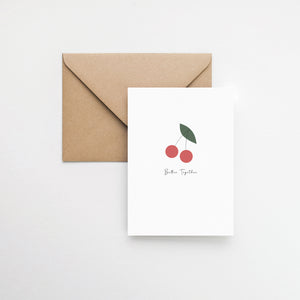 Better together illustrated cherries love Valentines day greeting card elemente design