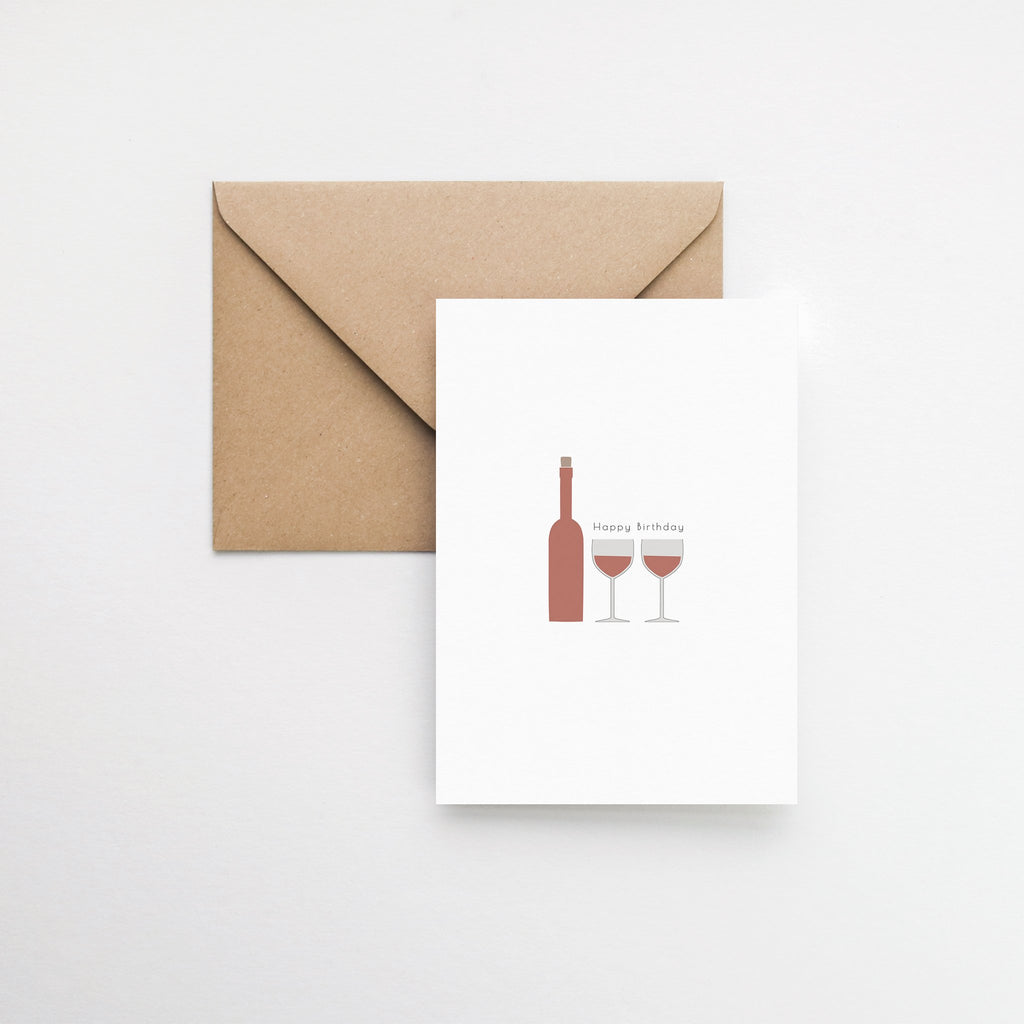 red wine birthday card elemente design