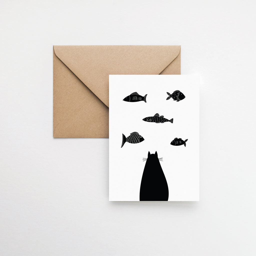 black cat greeting card