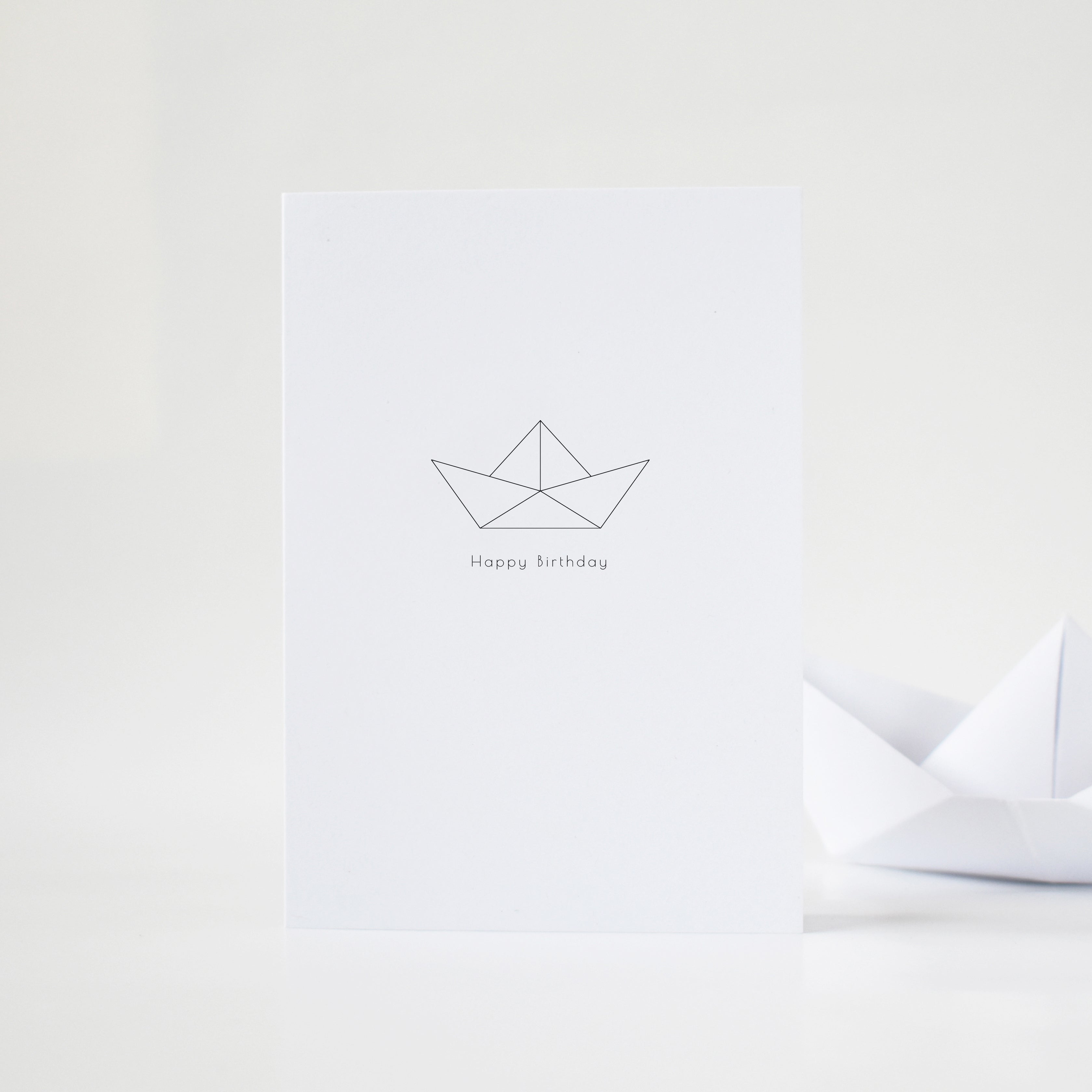Origami boat birthday card