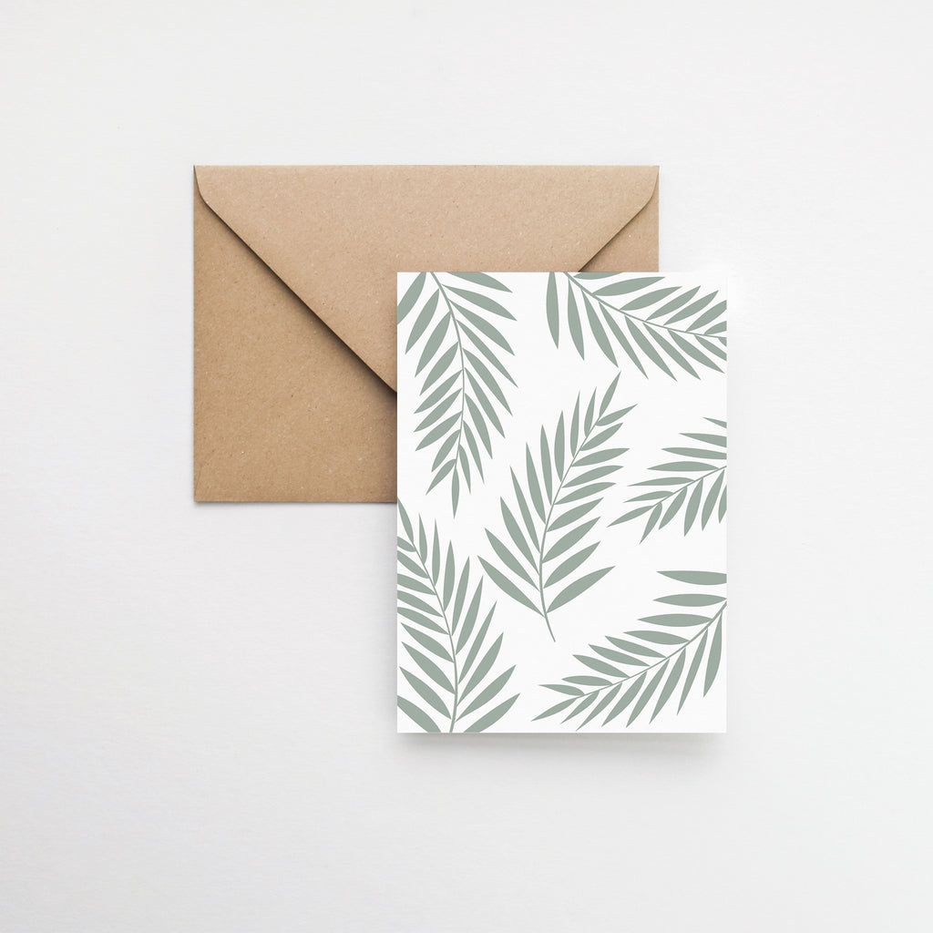 Botanical palm leaves greeting card
