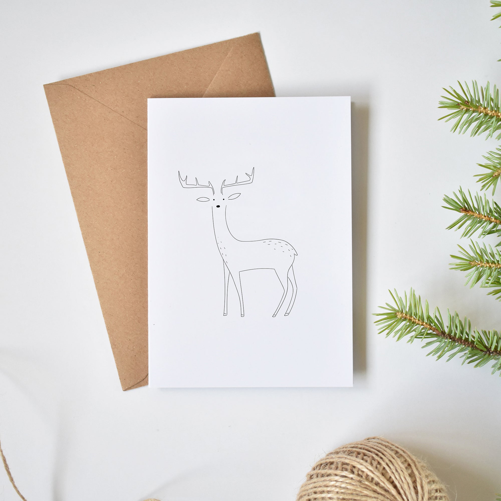 Deer minimalist Christmas card elemente design