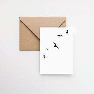 flying birds minimalist greeting card