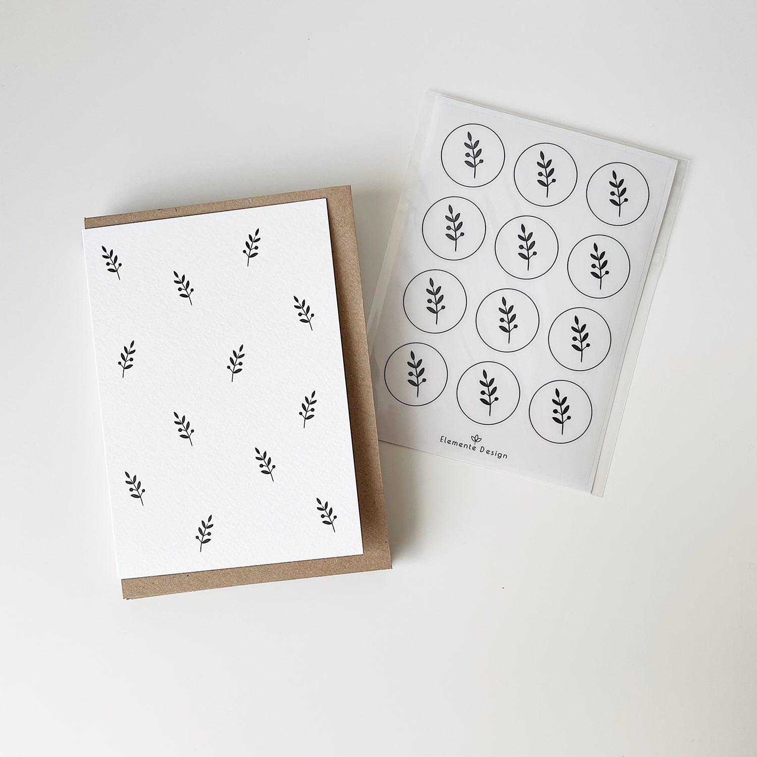 stationery set of greeting cards and aesthetic stickers elemente design