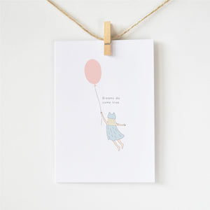 Girl with a balloon birthday card elemente design