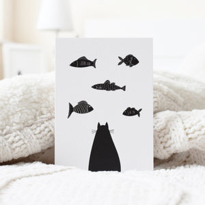 black cat greeting card