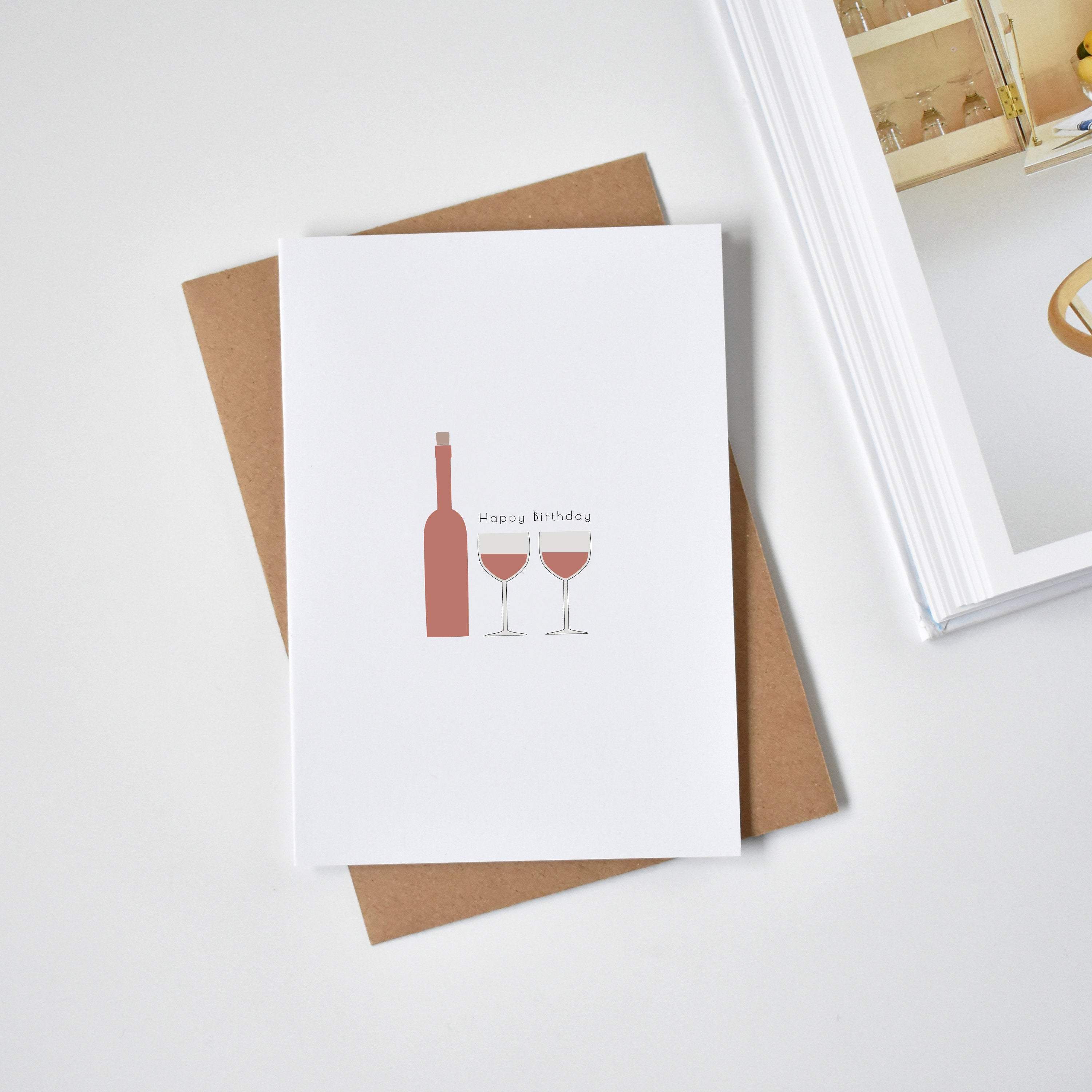 red wine minimalist birthday card elemente design