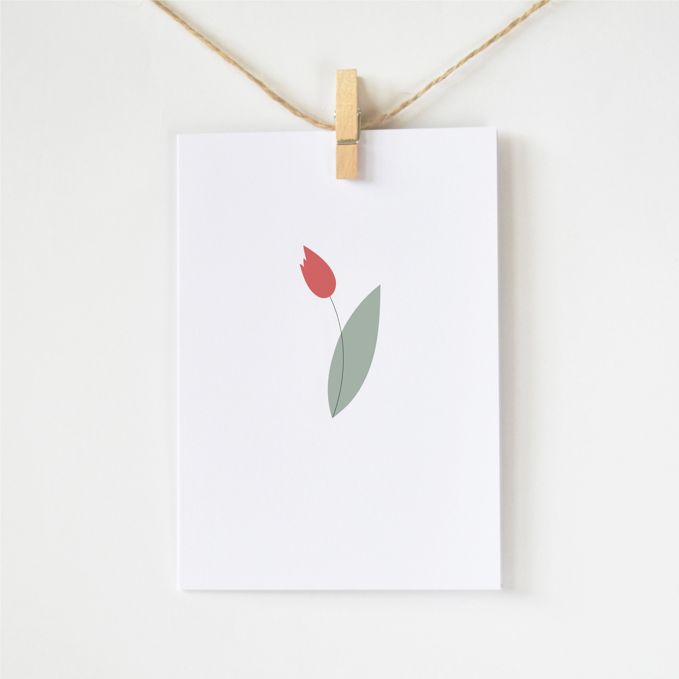 red tulip flower greeting card elemente design