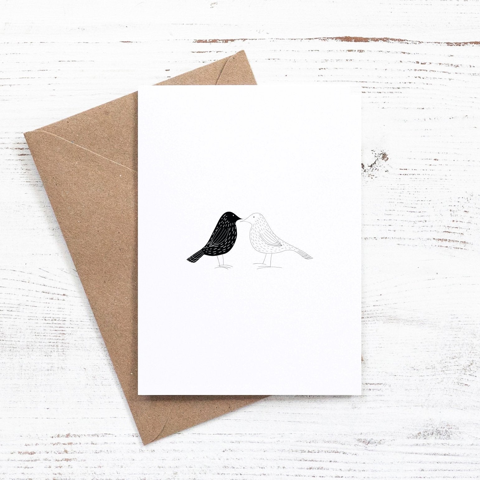 black and white birds greeting card elemente design