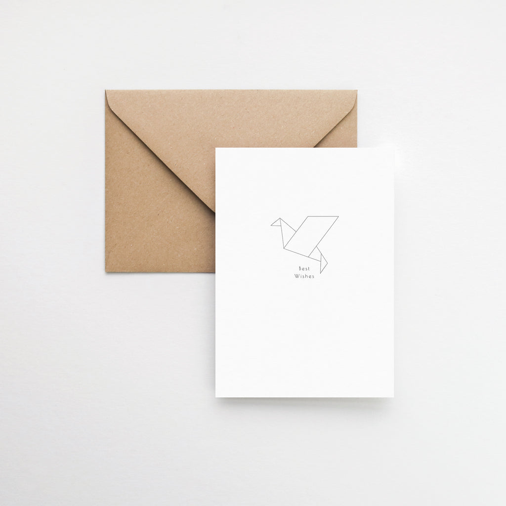 Origami bird card minimalist greeting card